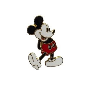 Disney Mickey Mouse Character Pin Gold Tone Metal Enamel Black Multi